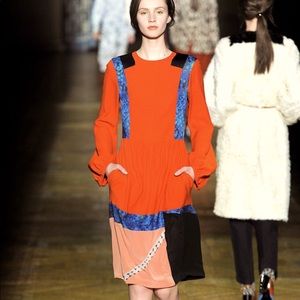 Dries Van Noten Fall 2011 Orange Dress w/ patches